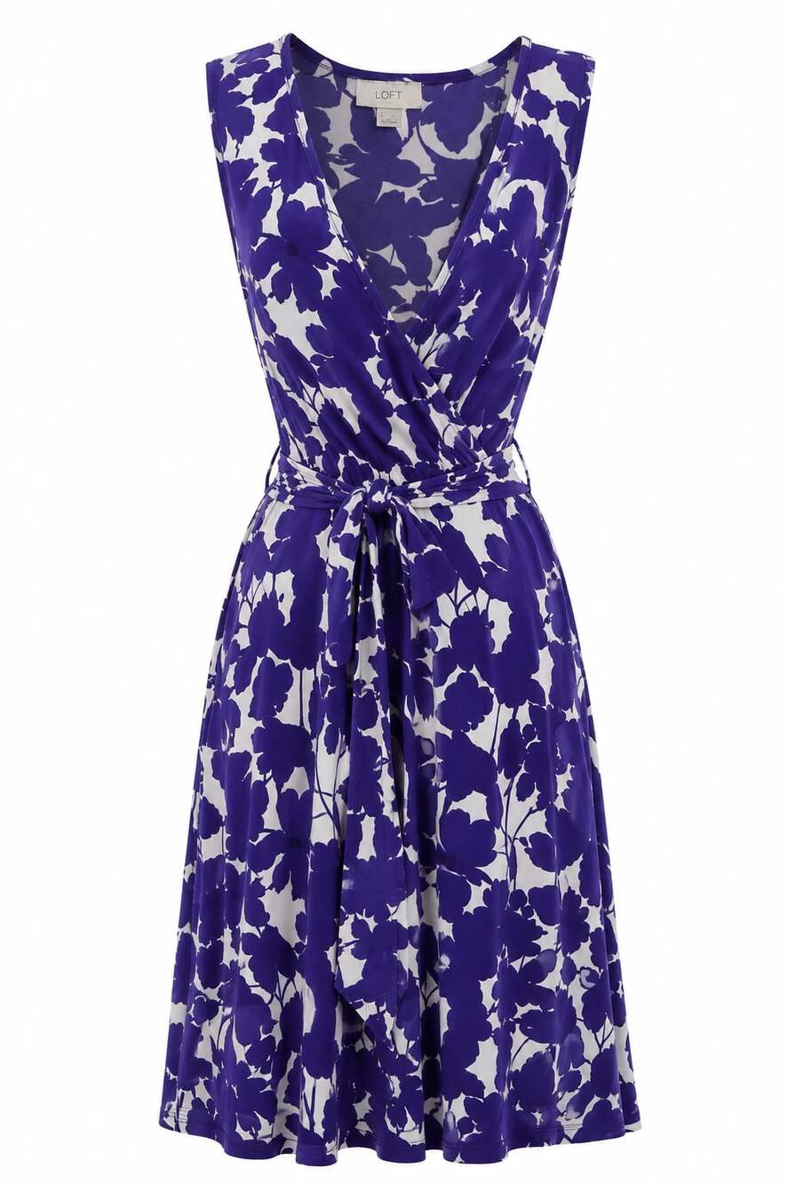 Ann Taylor LOFT Women's Floral Print Sleeveless Wrap Dress